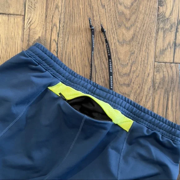 Brooks Running 7/8 Capri Track Pant Legging Navy / Neon - Picture 12 of 16